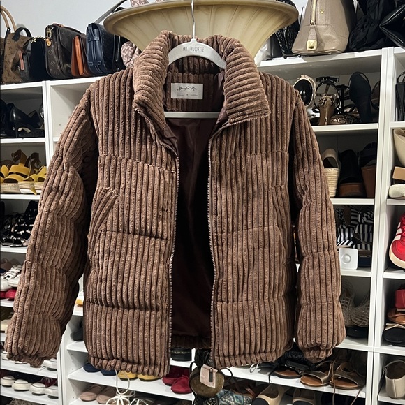 Brown Ribbed Zip-Up Jacket - Picture 2 of 4